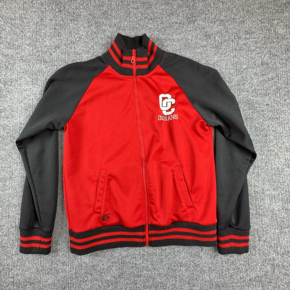 GTM Sportswear Jacket Womens Medium Red Black GC Indians Track Full Zip Warmup